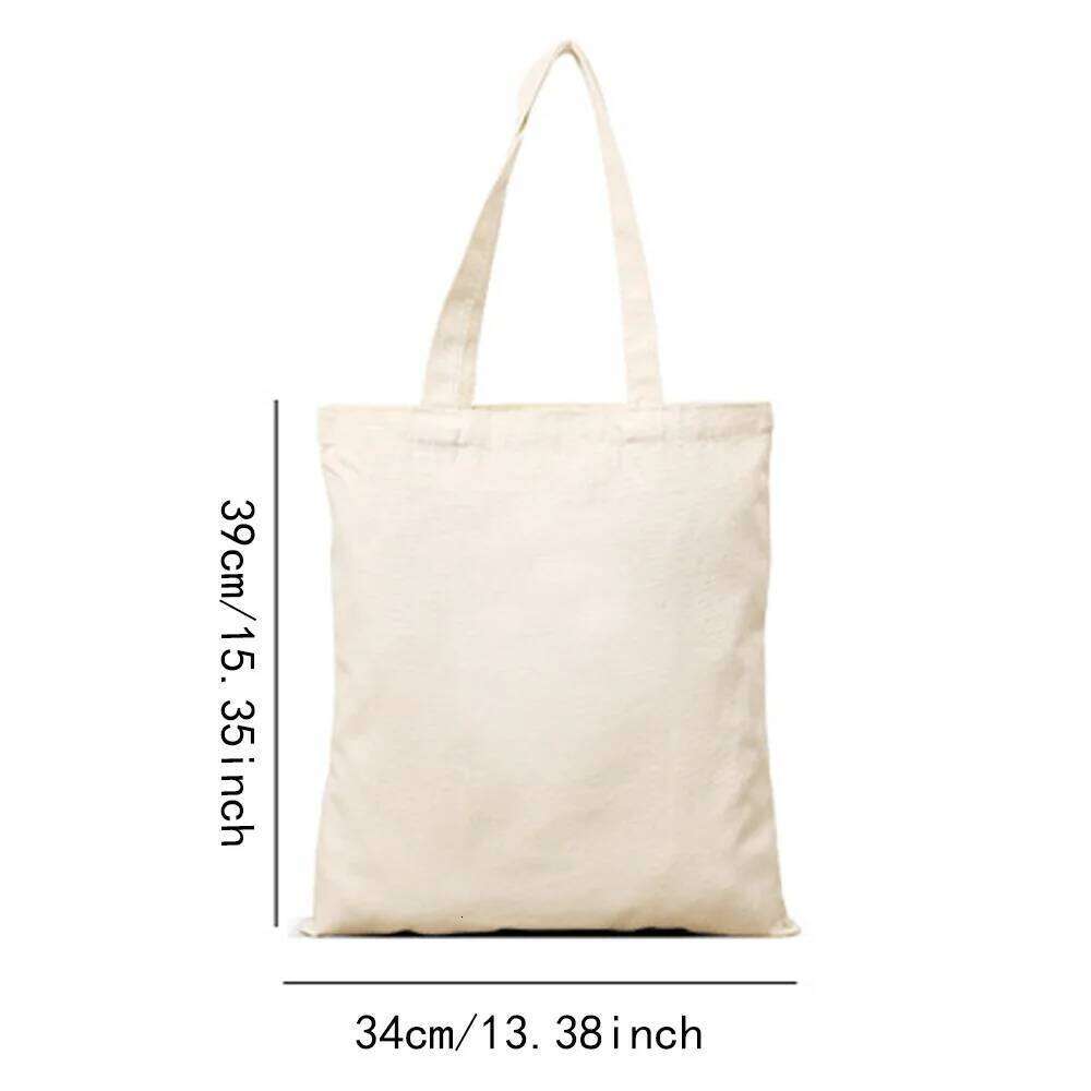 Women's Cute Canvas Tote Reusable Cotton For Lunch Shopping And Beach, LABUBU Cartoon Pattern Shoulder Bag