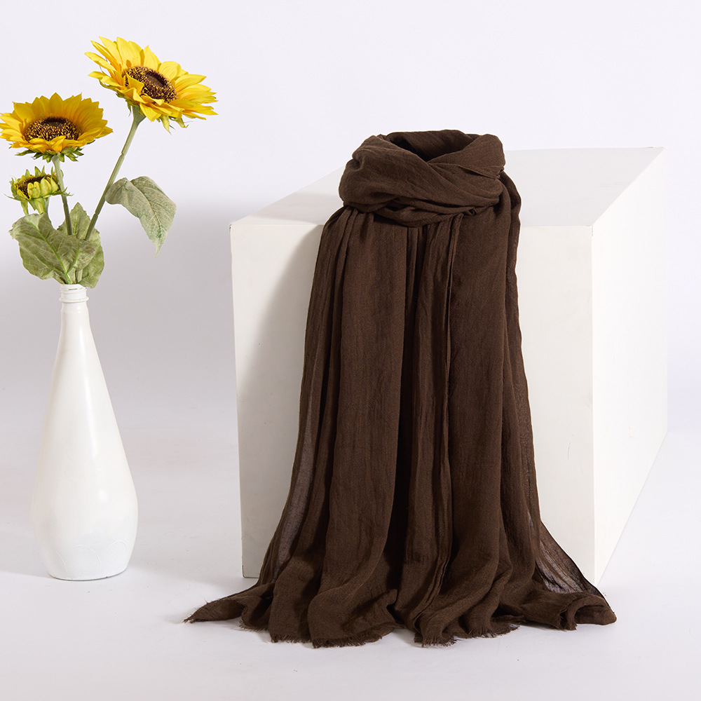 K1059 New solid color European and American thin polyester scarf high-end female versatile air-conditioning shawl seaside sunscreen gauze scarf