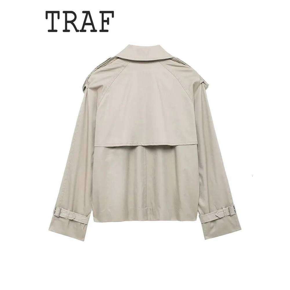 TRAF Casual Style Short Top For Woman Double Breasted Design Long Sleeved Women Jacket Two Colors New Daily Outerwears