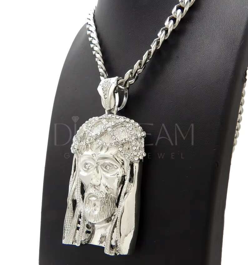 Trendy Moissanite Diamond Face Pendant 925 Sterling Silver Cuban Chain for Wedding Engagement Gift Hip Hop Style Necklace