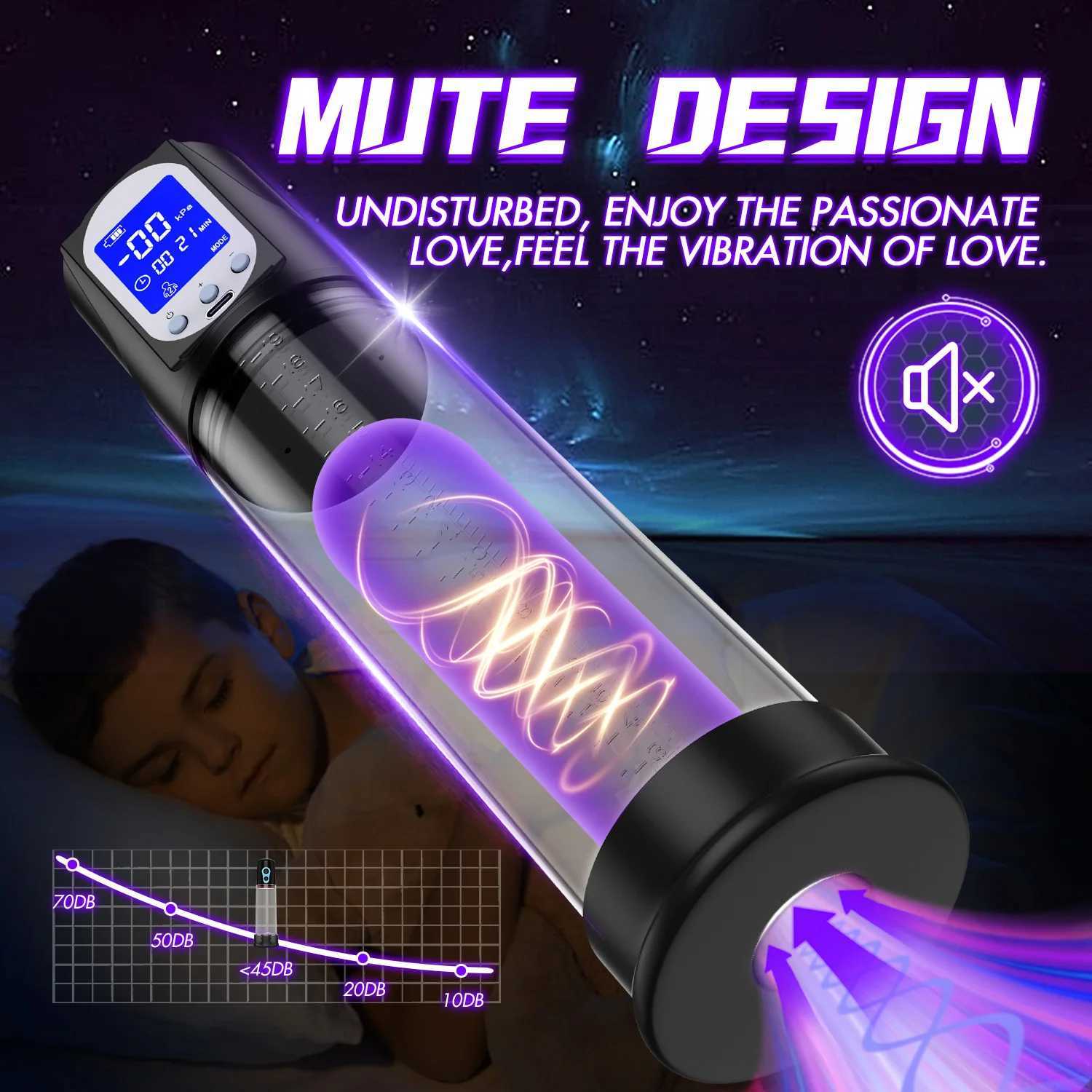 Electric Vacuum Penis Pump Men Sex Toys Penis Extender LED Display Powerful Suction Cock Erection Training Enlargement Pump W250618
