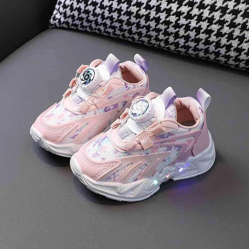 New Child Sneakers Spring Autumn Versatile Child Shoes Breathable Non Slip Soft Soled Girl Shoes Light Up Casual Basketball Shoe Z250618
