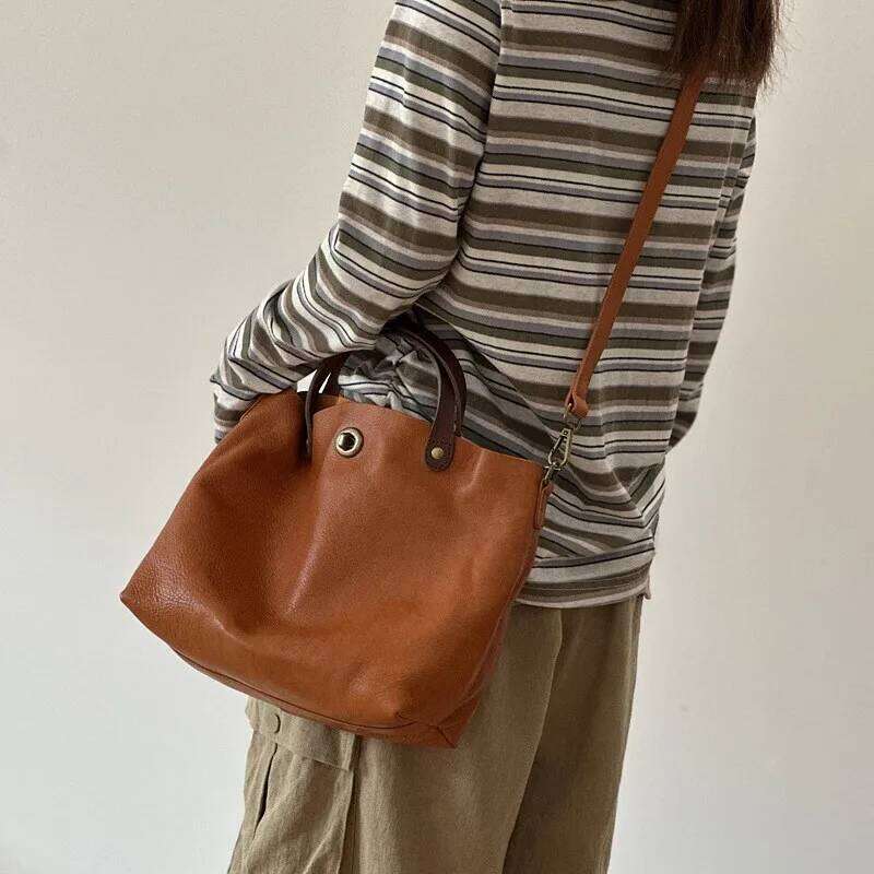 Johnature 2025 Spring/Summer New Women's Genuine Leather Handbag Retro Large Capacity Versatile Shoulder Crossbody Bags