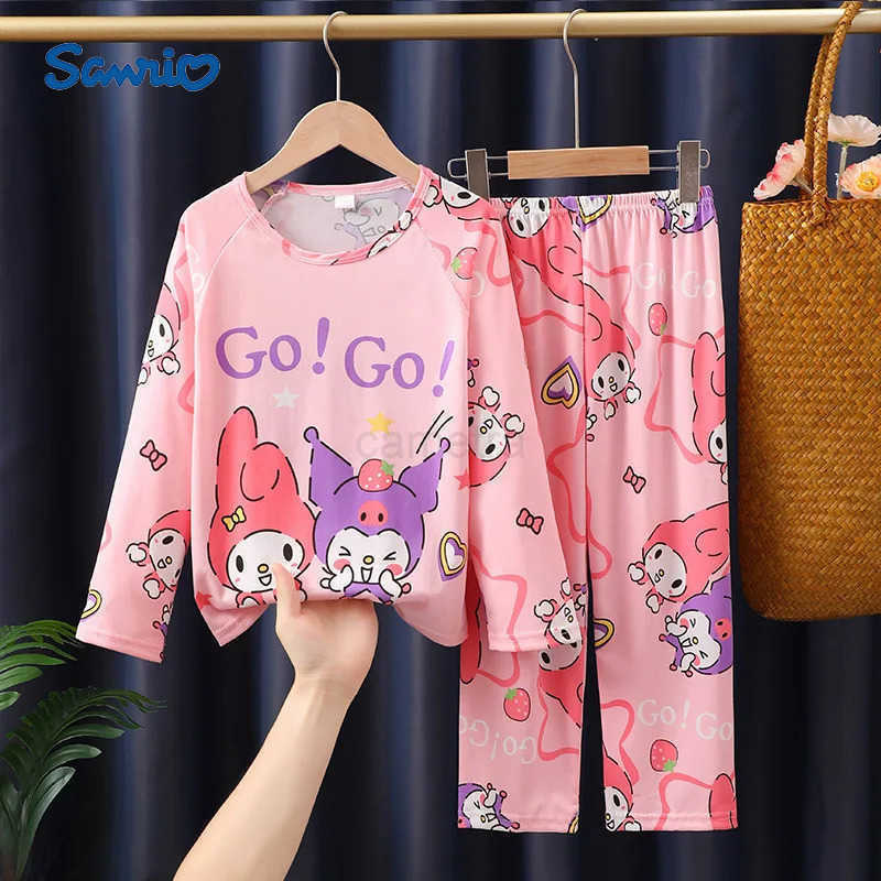 Sanrio New Spring Childrens And Girls Pajamas Cute Cartoon Long Sleeve Pants Home Clothes Kids Pajamas Set Baby Girls Pyjamas XJ250618XJ250618