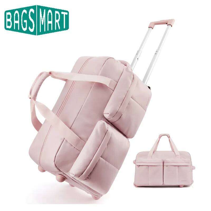 BAGSMART Rolling Duffle With Wheels Waterproof Women's High-Quality Boston Bag Carry-On Suitcase For Travel Essentials