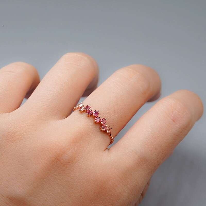High Imitation Natural Princess Stone with Square Gold Chain, Soft Adjustable Blue Gradient Ring