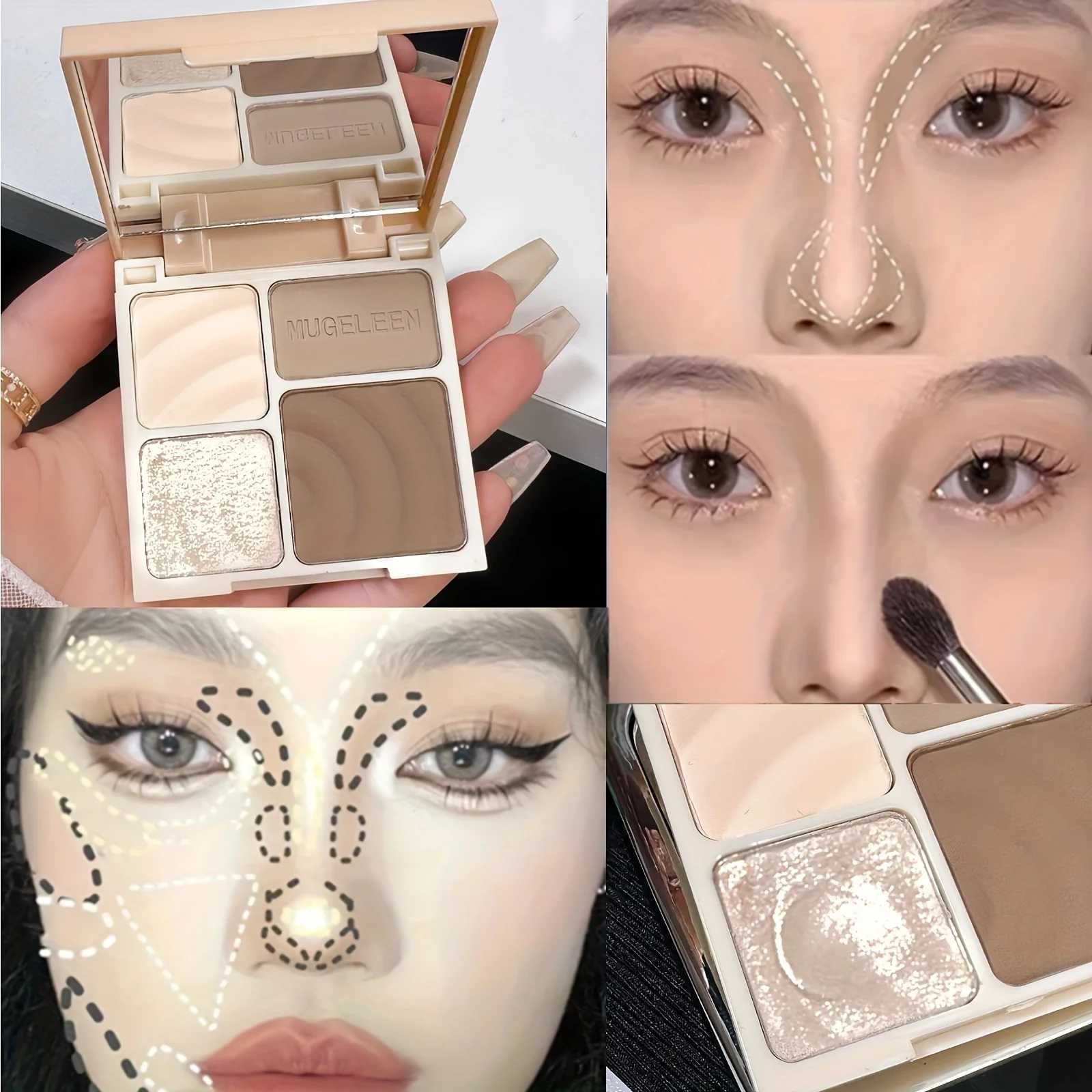 4 Colors Matte Highlighter Bronzer Palette 1pc Face Shading Grooming Powder Long-Lasting Contouring Bronzer Cosmetic Makeup XJ250618