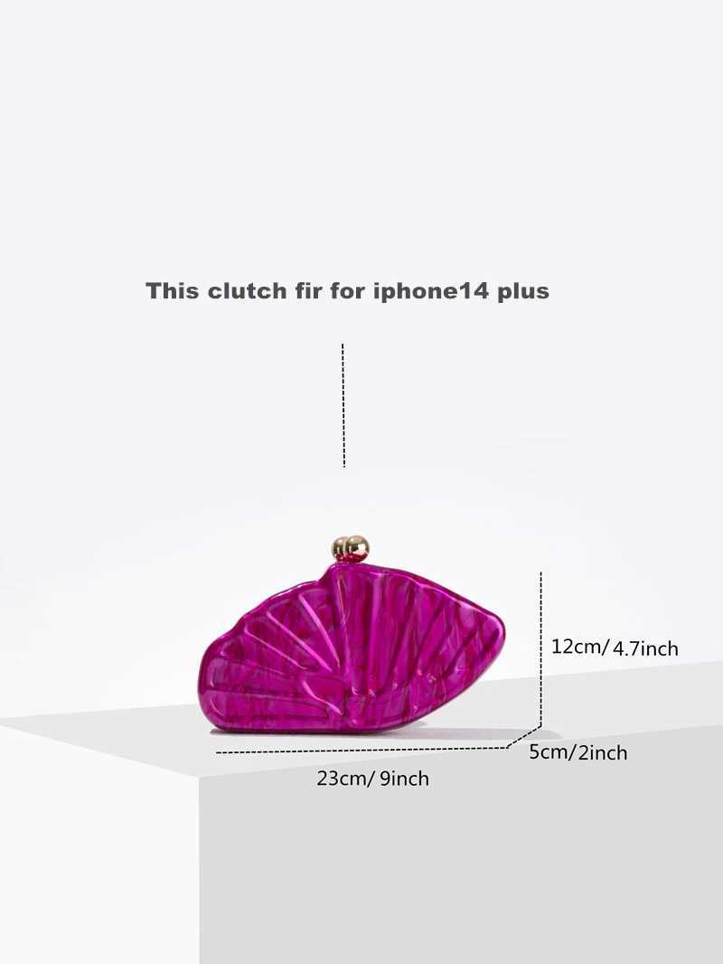 Sea Shell Clutch Bag Acrylic purse for women wedding evening party cute ivory pearl rose color purse handbag summer new 2024 Z250618