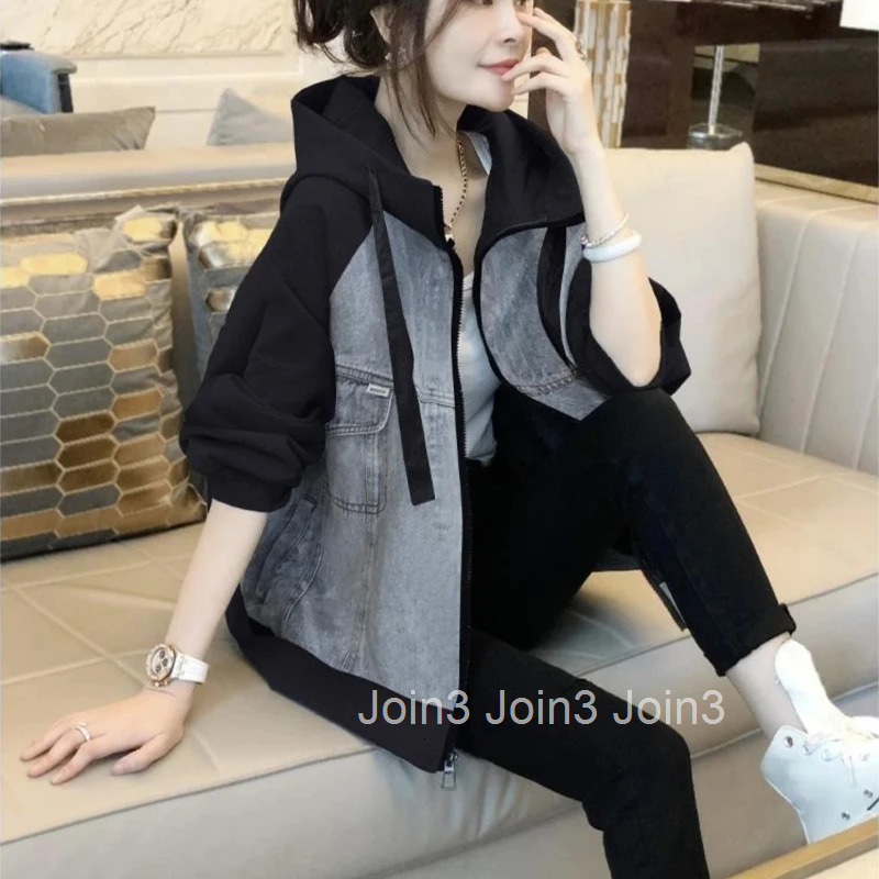 Cowboy Coat Woman Long Sleeve Hooded Denim Jacket for Women Trench Luxury 2025 New Collection Low Cost in Promotion Streetwear