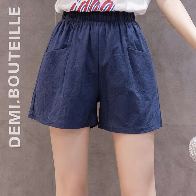Cotton Linen Shorts For Women Plus Size Wide Leg Home Beach Hot Summer Loose Casual Sports Five-Point Pants B5