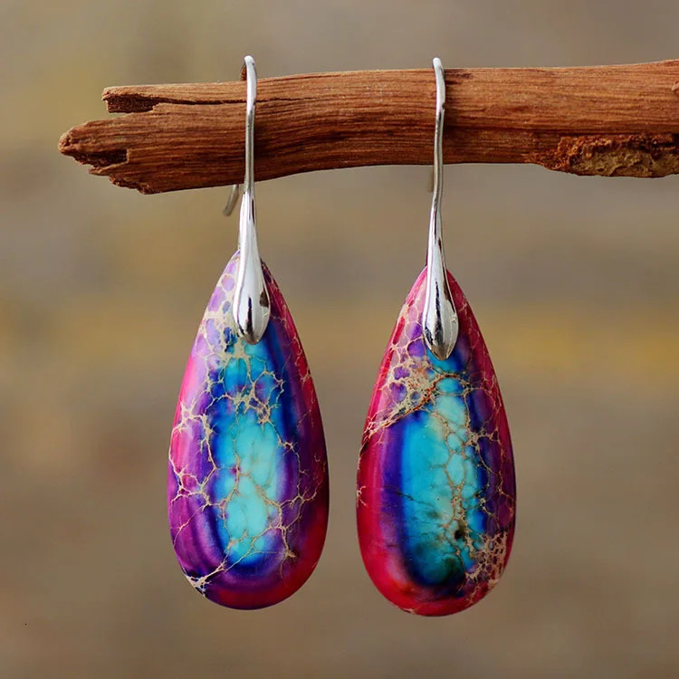 Bohemian Emperor Stone Geometric Pendant Earring Natural Stone Jewelry Earrings for Women Boho Original earring 250617