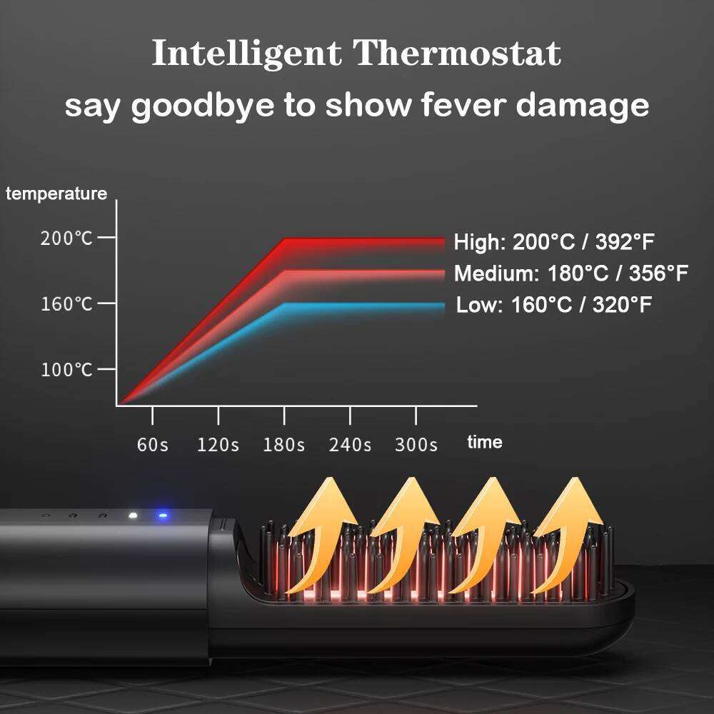 Electric Brushes Wireless Hair Brush Anti-Scalding Hot Comb Ceramic Cordless Beard Straightener for Men