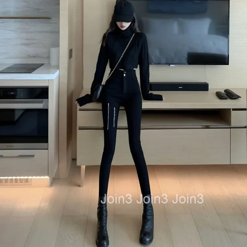 Elastic Female Trousers Long Zipper Harajuku Clothing Aesthetic Chic and Elegant Womens Pants All Medium One Size Xxl New In G