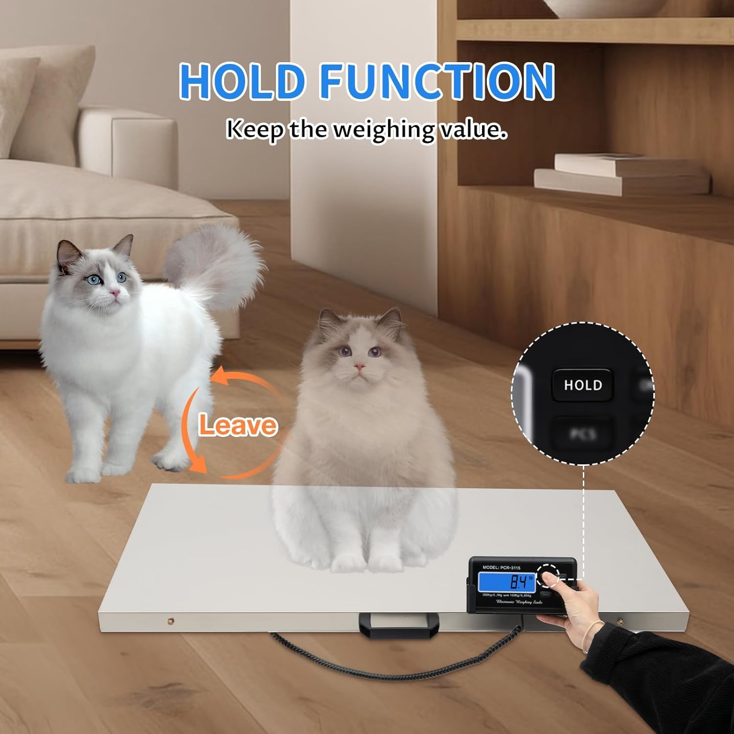 Digital Veterinary Scale Large Platform Livestock Animal Scale with Power Adapter for Pets Cattle Dogs Cats Vet Clinic Farm Use