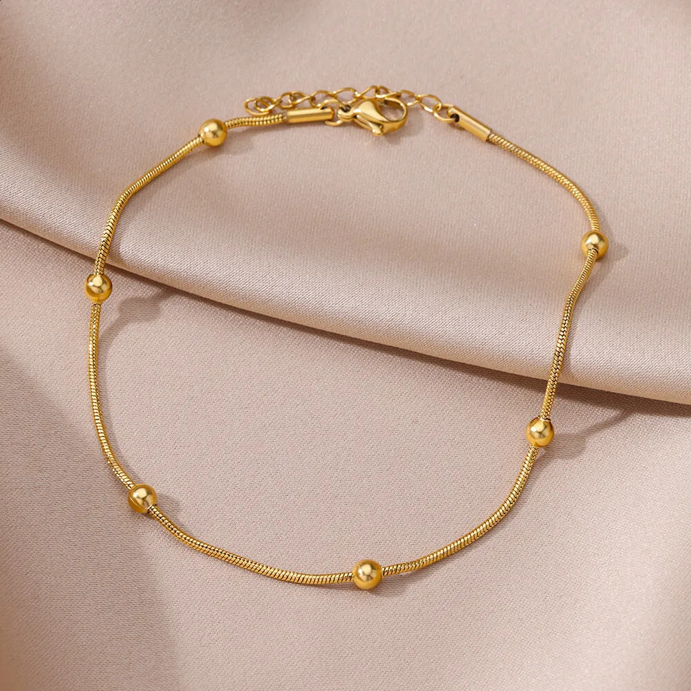 Anklets for Women Stainless Steel Gold Color Chain Anklet Female Summer Beach Accessories Foot Leg Bracelets Fashion Jewelry 250606