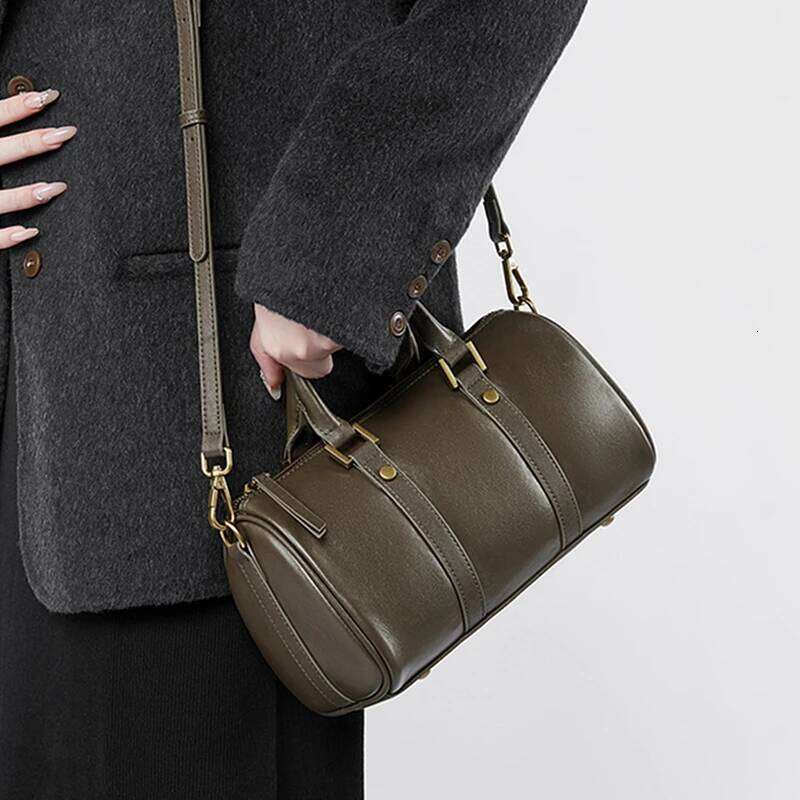 Burminsa Genuine Leather Boston Small Shoulder Crossbody Bags For Women 2025 Trend Designer Top Handle Pillow Ladies Handbags