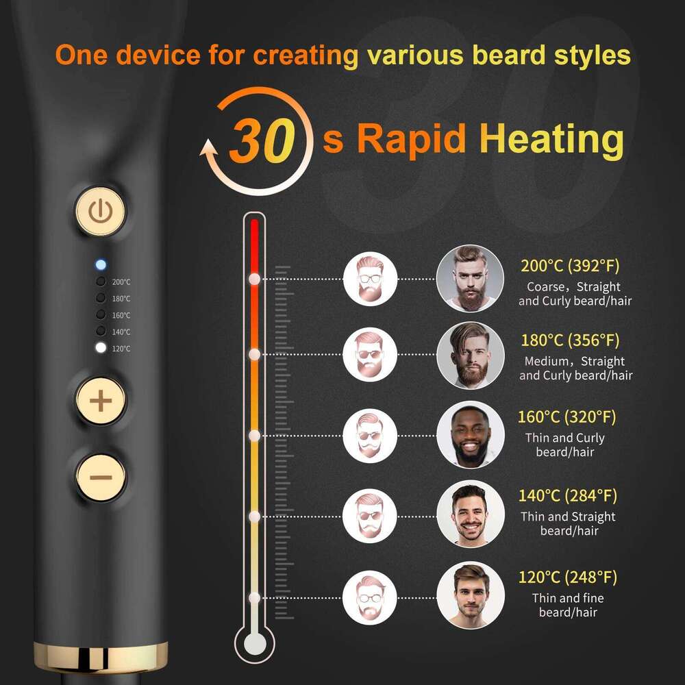 ANLAN Straightening Brush Hot Heated Men Beard Multifunctional Straightener Ceramic Comb Quick Hair Styler