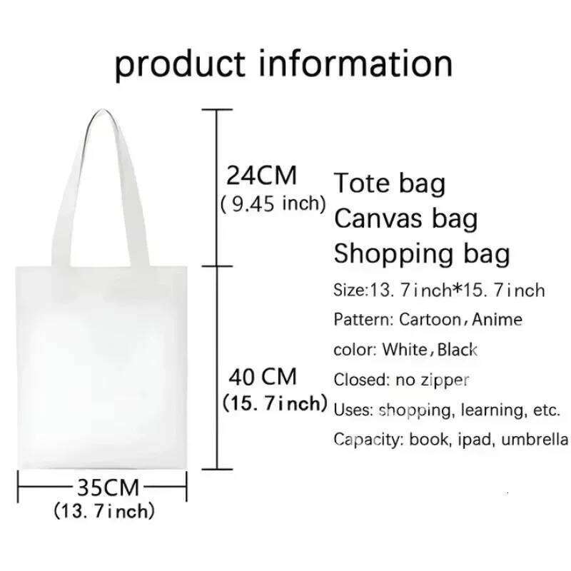 Labubu Canvas Cute Cartoon Funny Print Handbag Ladies Shopping Bag Eco Student Travel Simple Versatile Fashion Gift
