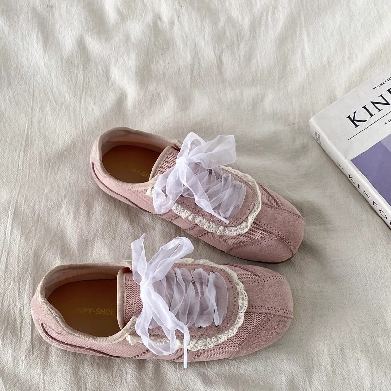 Mesh Comfortable Breathable Flat Casual Shoes 2025 Spring Summer New Ballet Style Sweet Niche Agan Sneakers for Women ddmythur