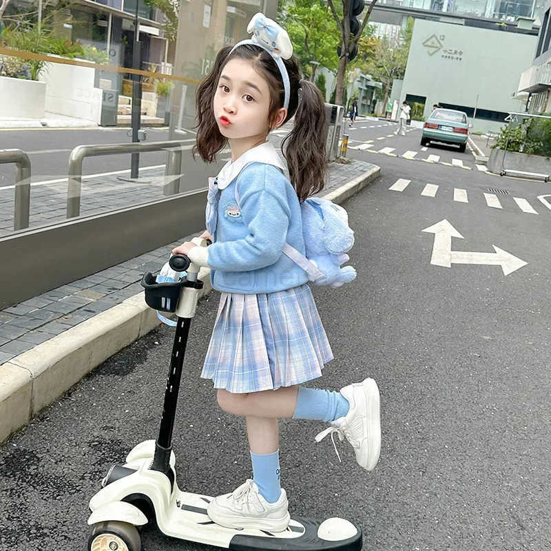 Sanrio Sanrio Cinnamoroll Childrens CosPlay Academy Style Pleated Skirt Girl Autumn Princess Dress Kids JK Uniform Birthday Party Gift XJ250618