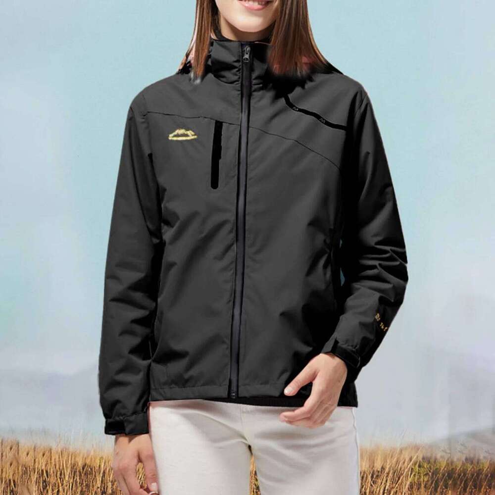 Detachable Windbreaker Jacket for Women, Waterproof Single Layer Windproof Breathable Solid Color Lightweight Outerwear