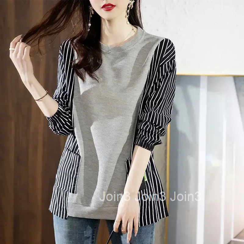 Thick Pullovers Cold Womens Sweatshirts Autumn and Winter Warm Striped Y 2k Vintage Female Top Korean Streetwear Y2k Basic Coat