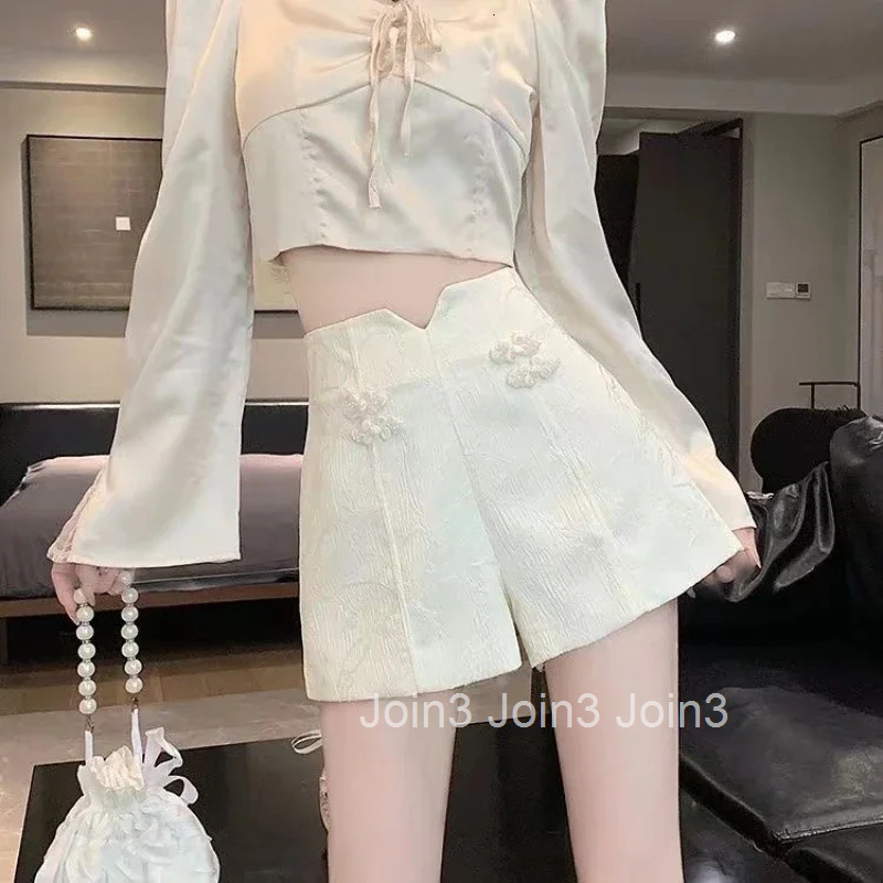 Woman Short Pants High Waist Wide Shorts for Women Outfits Elasticty Y2k Vintage Streetwear Hot Elegant Stretchy Summer Classic