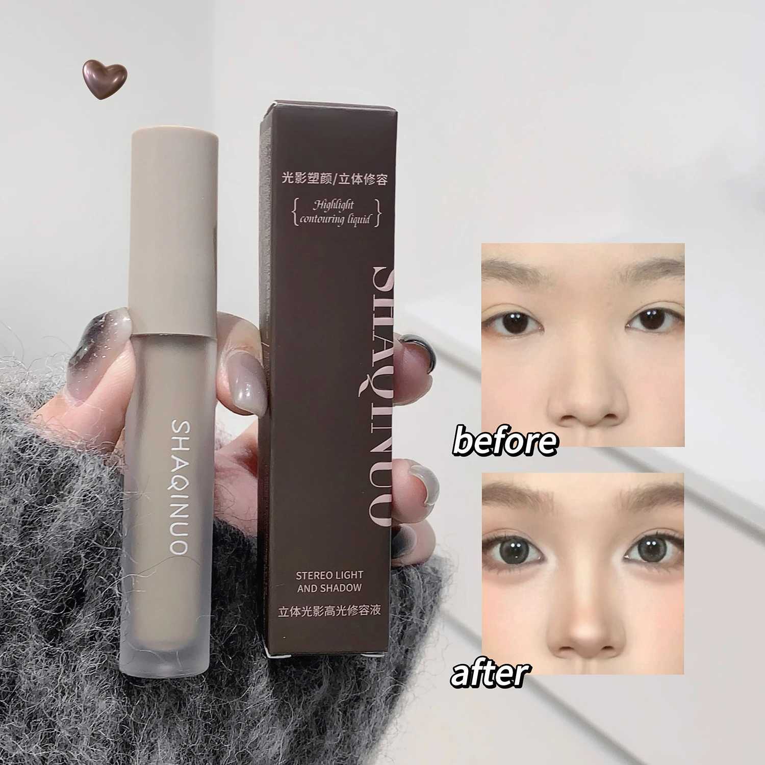 Facial Liquid Contour Stick Concealer Contouring 3D Cement Grey Nose Shadow Cream Brighten Highlighter Bronzer Concealer Makeup XJ250618