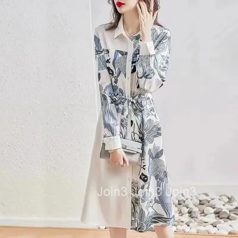 A Line Female Dress Printing Splicing Womens Long Sleeve Dresses Cheap Casual Clothes Trendy On Sale Clearance Curvy One Pieces