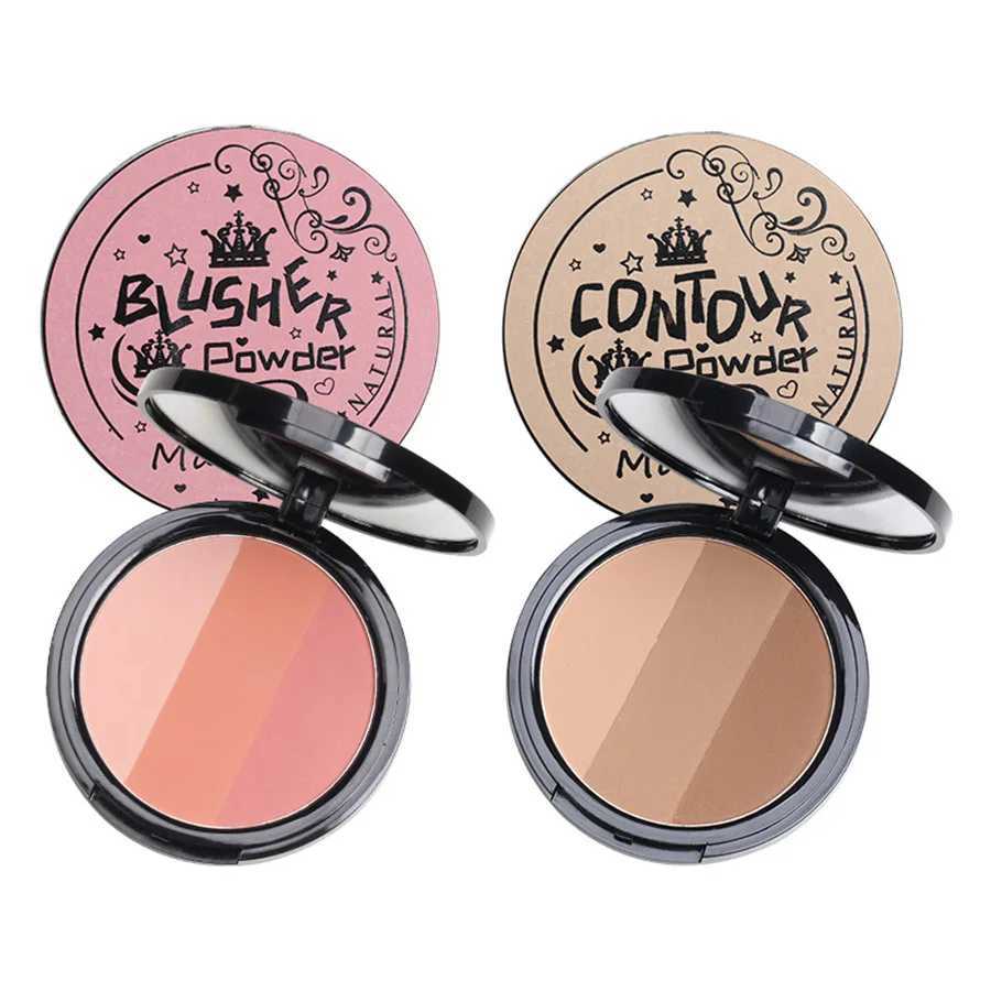 3in1 Three Colors Powder Tray Blush Contouring Waterproof Long Lasting Delicate Natural Face Makeup XJ250618