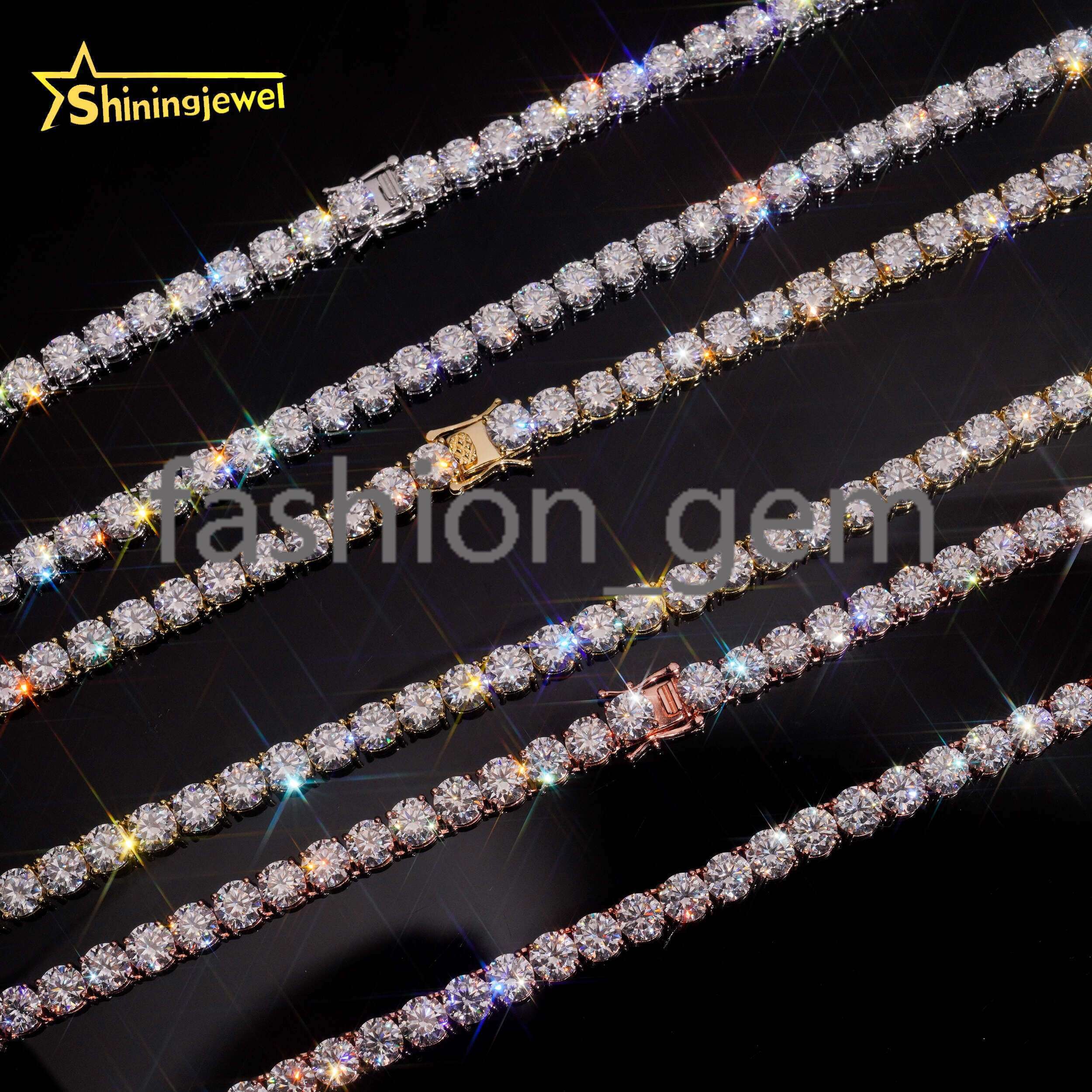 GRA Certificated Men Women 6.5MM Moissanite Tennis Necklace Hip Hop 925 Silver Tennis VVS Moissanite Chains Fine Jewelry