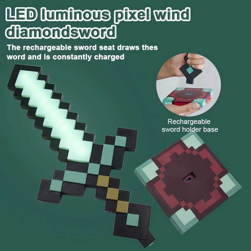 New World Diamond Sword Night Light Ornament Color Changing Sword Game Accessories Gift Model Desk Lamp Z250618