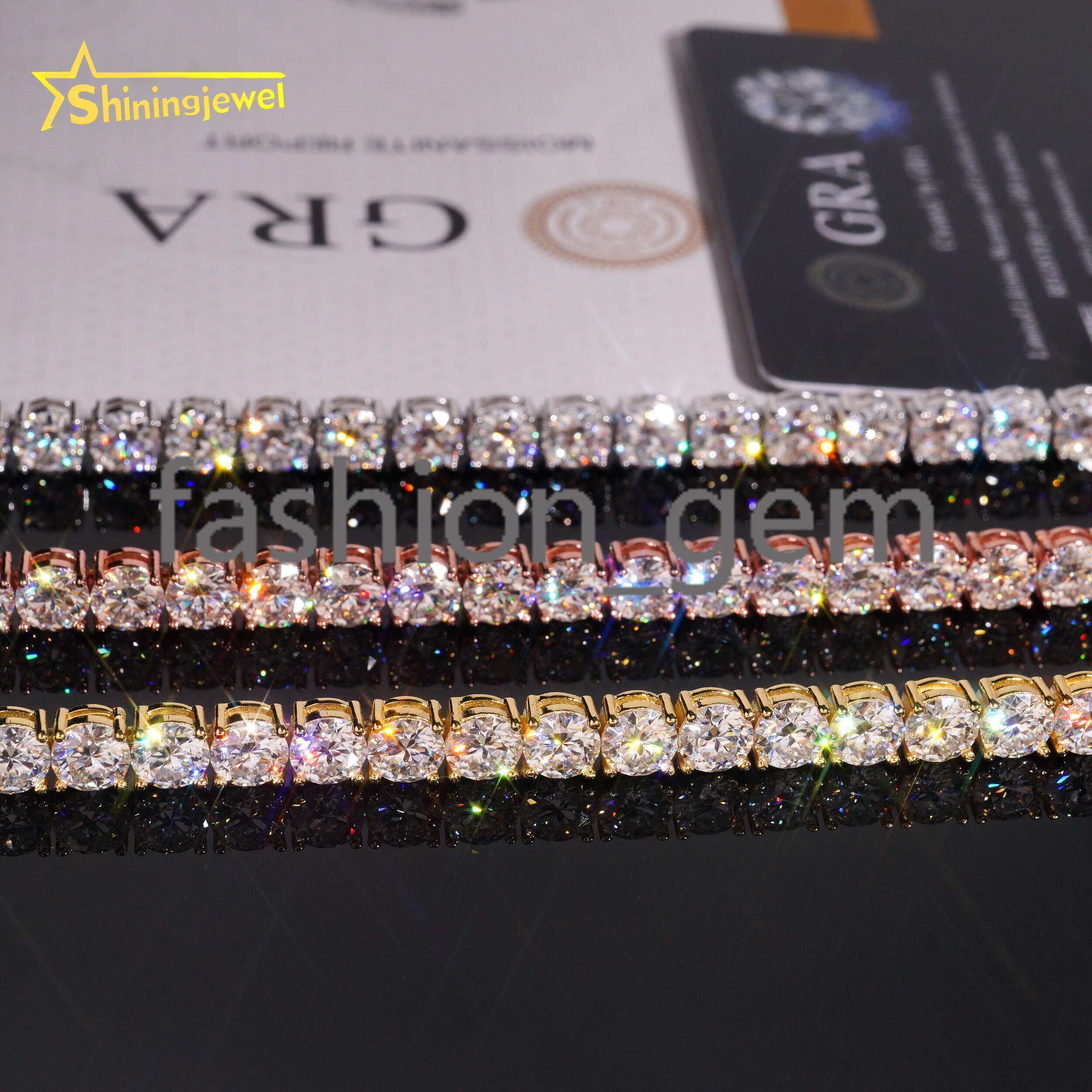 GRA Certificated Men Women 6.5MM Moissanite Tennis Necklace Hip Hop 925 Silver Tennis VVS Moissanite Chains Fine Jewelry