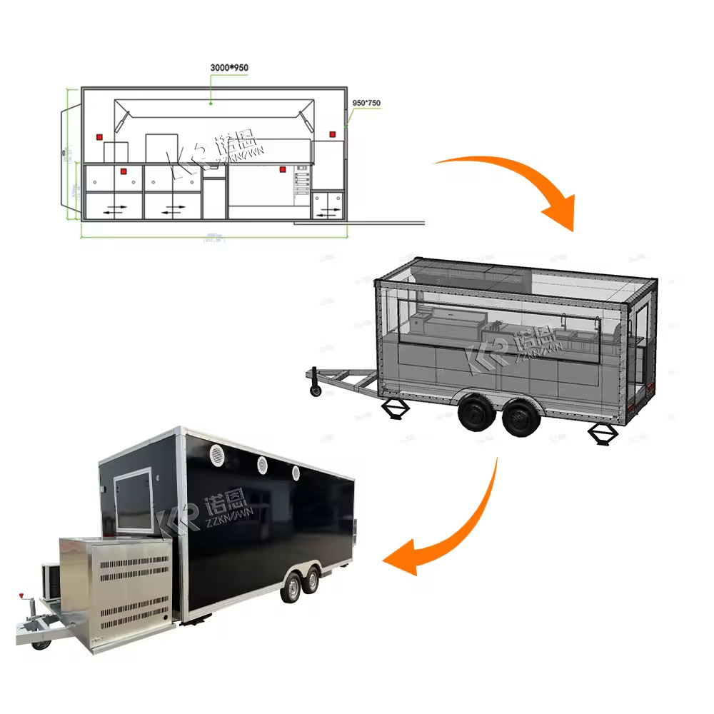 Mobile Food Cart Catering Truck Trailer Coffee Carts for Sale Outdoor Kitchen Fast Food Truck With Full Kitchen