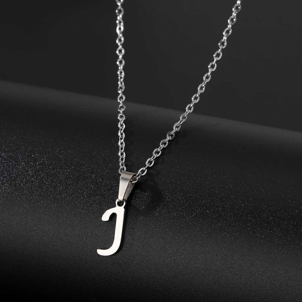 Stainless Steel English Alphabet 26 A-Z Letter Necklace Pendant for Women Men Capital Initial Name Necklace Birthday Gift W250618
