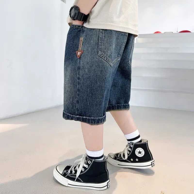 2025 Summer Pants Teenage Boys Shorts New Cotton Thin Gradient Color Denim Shorts Children Short Jeans Clothing for Junior BoyC250617