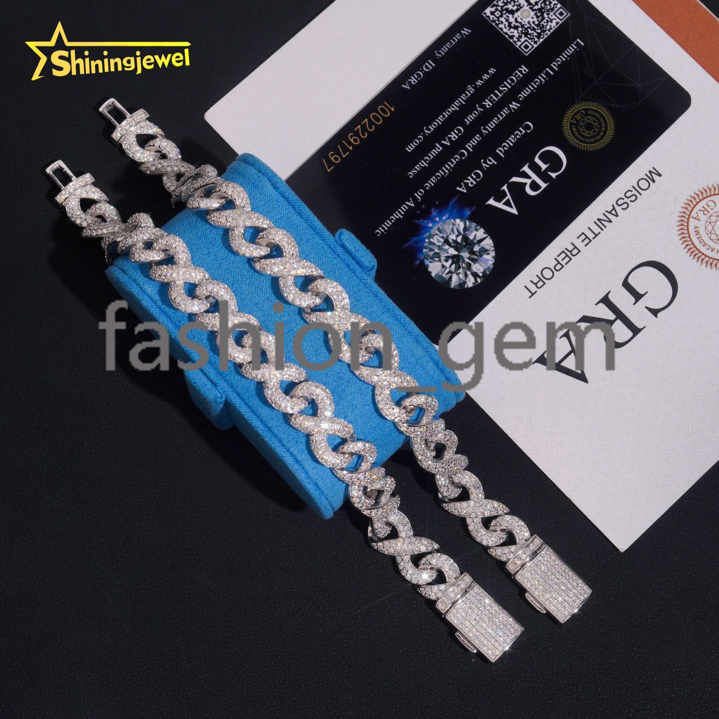 Cuban Link 7-8 Inches Moissanite Lab Diamond Chains Cuban Link Bracelet 925 Chain Iced Out Jewelry Bracelet Men