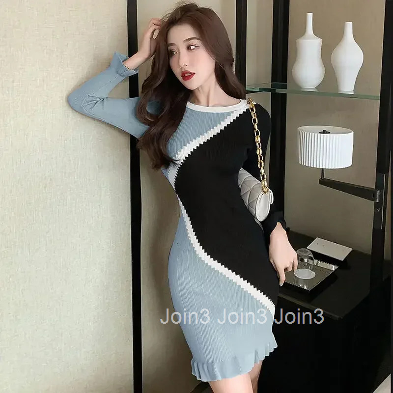 Female Knit Dress Sensual Sexy Ruffle Bodycon Womens Crochet Dresses Elegant Party Loose Designer Trendy Kpop X Chic Pretty G