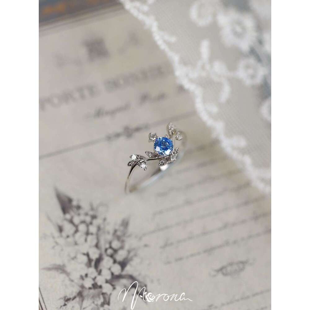 Tears of the Ocean" Niche High Imitation Natural Stone Sea Blue Zircon Sparkling Light Luxury Versatile Simple Ring