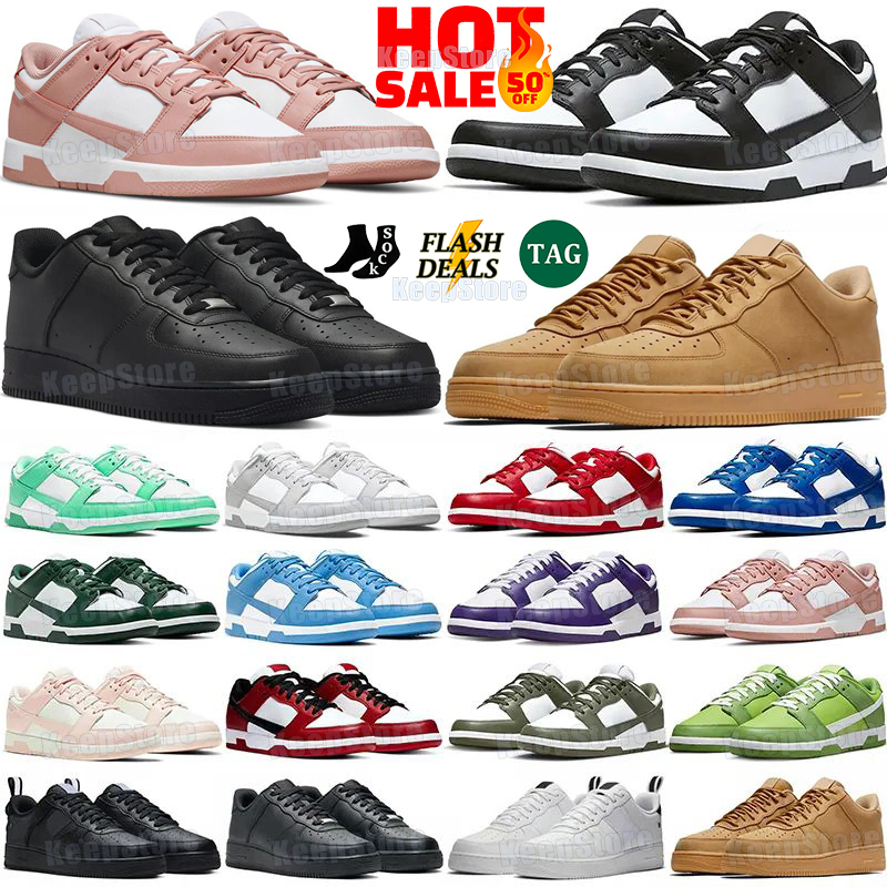 Men Women Shoes Flat Sneakers Lows Panda White Black Grey Fog Triple Pink University Blue Red Active Fuchsia Wolf Grey Sanddrift Mens Casual Trainers GAI