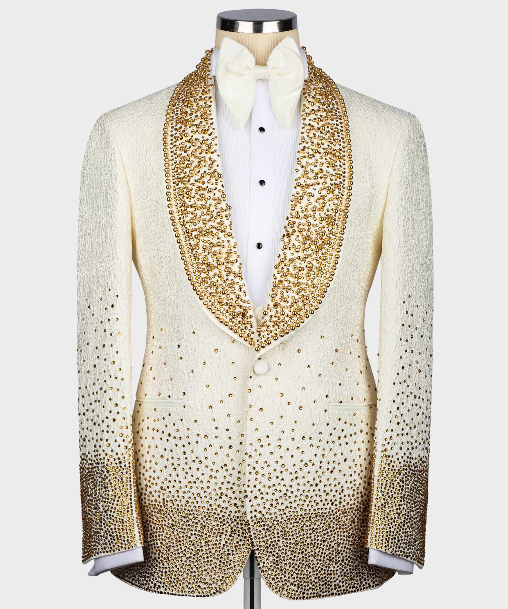 Luxury Wedding Tuxedos Beaded Jacquard Shawl Lapel Men Suit 1 Piece Set Jacket Party Evening Business Blazers Customized para hombre Tailor Custom Mad