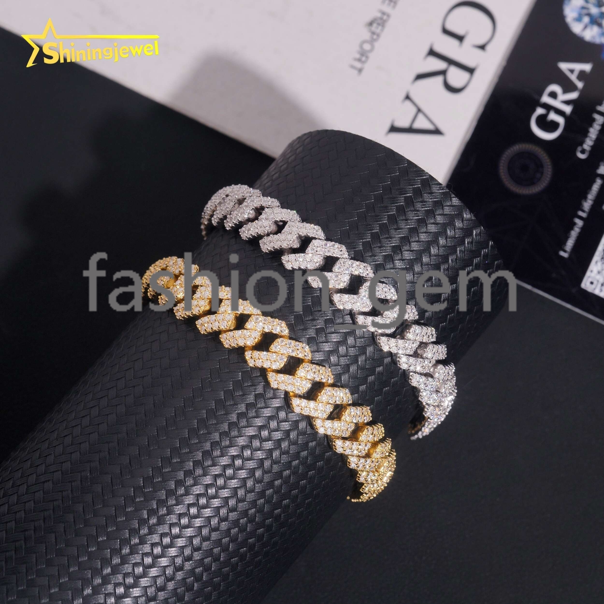 Ready to Ship Hot Sale 925 Sterling Silver 2 Rows 10mm Iced Out Moissanite Hip Hop Cuban Link Bracelets