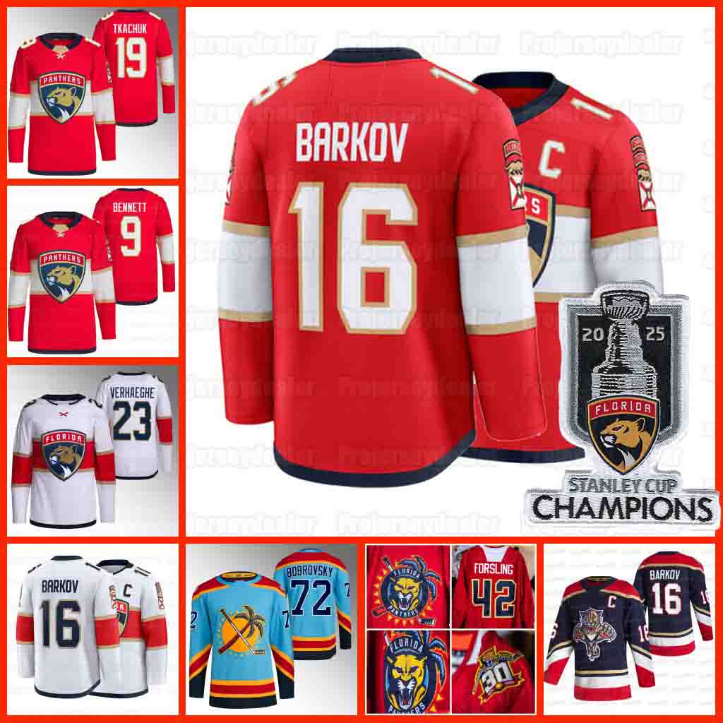 63 Brad Marchand Matthew Tkachuk 2025 Stanley Cup Champion Jersey Floridas Panthers Sam Bennett Sergei Bobrovsky Barkov Cousins Verhaeghe Reinhart Tarasenko