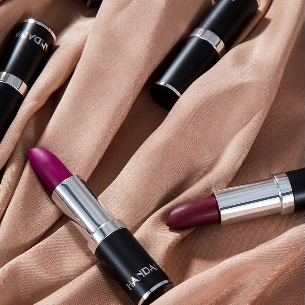 HANDAIYAN 12 Colors Matte Lipstick Long Lasting Velvet Tint Waterproof 24 Hours Red Lip Gloss Cosmetics Make Up happy