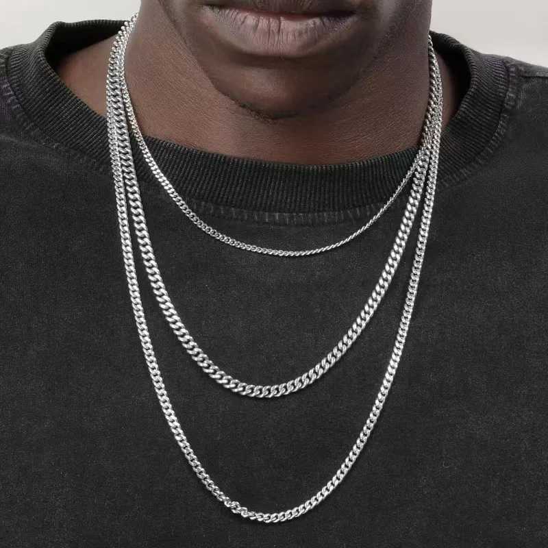 Hip Hop Cuban Chain Necklace Rock Stainless Steel Basic Chain Men Necklace Simple Necklace For Women Fashion Party Jewelry W250618
