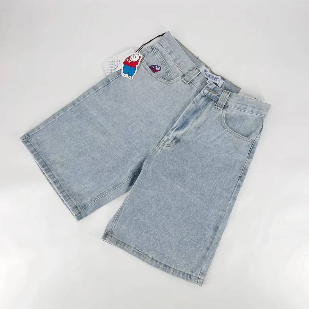 Big Boy Retro Hip Hop Cartoon Graphic Streetwear Denim Embroidery Baggy Jorts New Haruku Gym Basketball Shorts Men