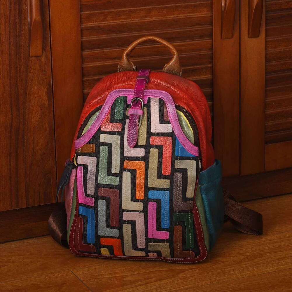 Leather Retro Style Random Rub Color To Do Old Head Layer Cowhide Backpack
