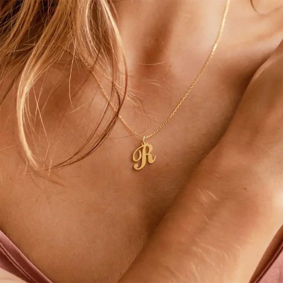 Dainty Initial Letter Necklaces For Women Gold Color Minimalist Stainless Steel Initial Necklace Femme Wedding Jewelry Gift W250618