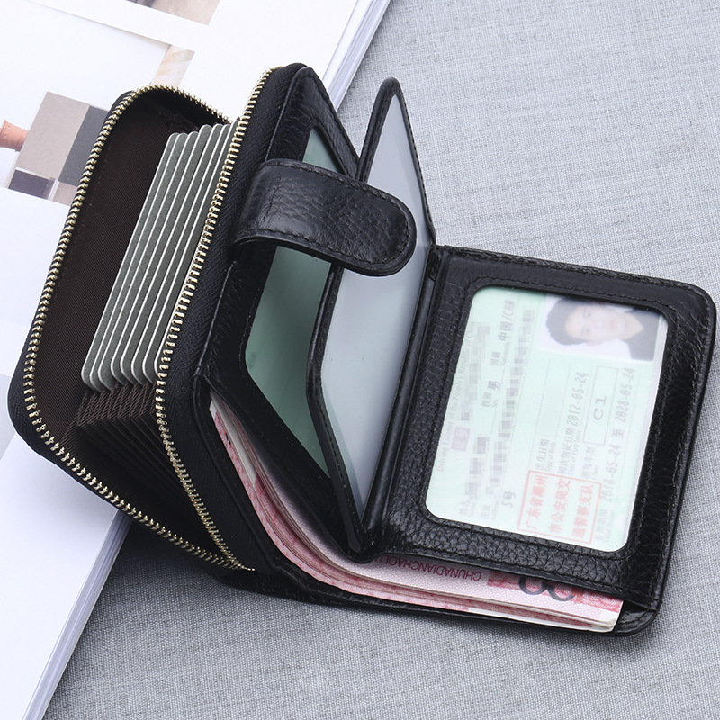 Free Shipping Luxury Top Layer Cowhide Driver's License Wallet RFID Genuine Leather Card Holder Designer Anti-theft Zipper Multi-functional Card 