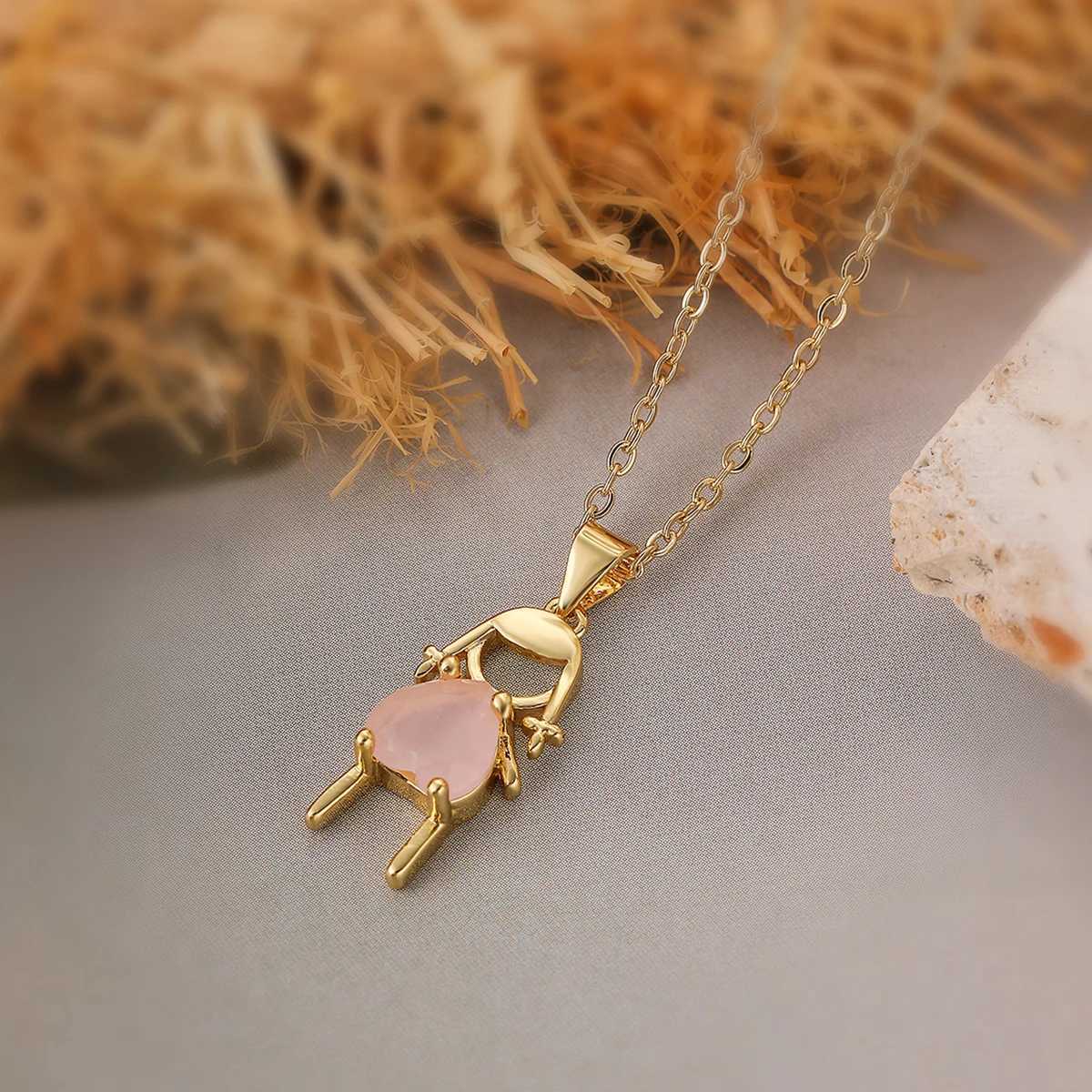 INS Design Girl/Boy Pendant Necklace For Wen GirlsStainl Steel Chain Cubic Zirconia Accories Party Daily JewelryC250617